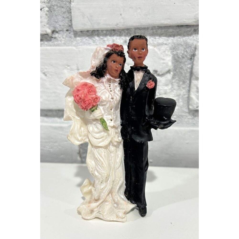 Vintage K's Collection  African American Top Hat Bride & Groom Figurine 4.5in